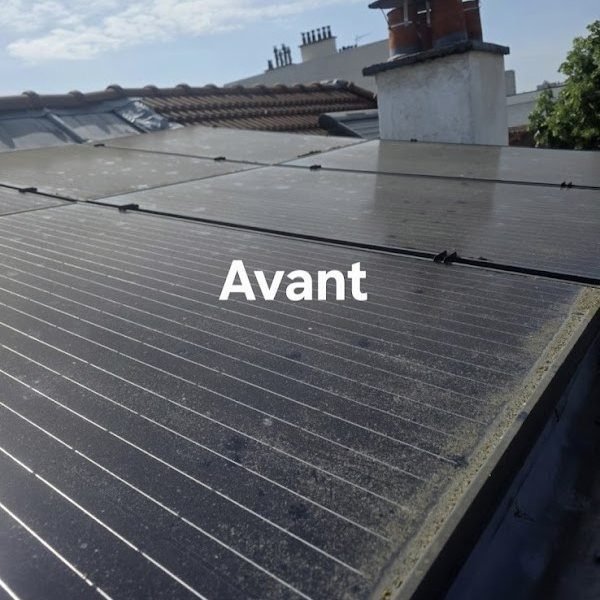 Panneaux solaires encrassés par la poussière et le pollen, avant nettoyage